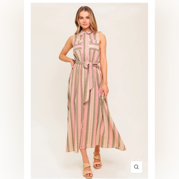 Striped Pink and Green Maxi Dress - Picture 8 of 10